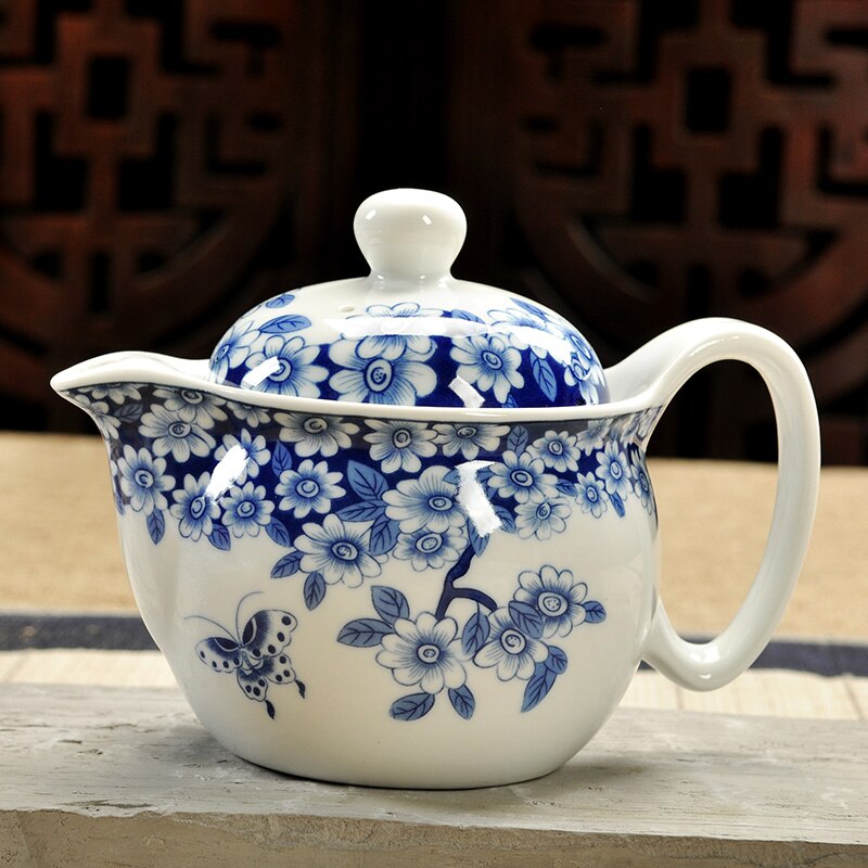 Keramisk tekanna kung fu te jingdezhen landskap blått och vitt benporslin kontor tekanna hem  mj82204