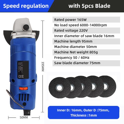 6 Speed Electric Angle Grinder For Grinding or Cutting Metal Electric Portable Grinder Machine Abrasive Tools Mini Grinder: Set 4