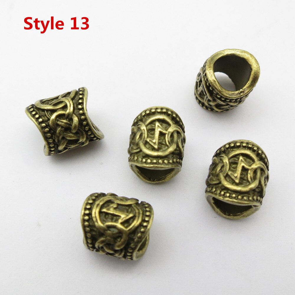 24Pcs/5Pcs Brons Viking Rune Haar Vlecht Dread Dreadlock Baard Kralen Ringen Buizen Voor Mannen Vrouwen Haar accessoires: 5pcs Style 13