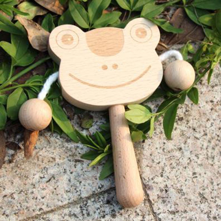 1 pc Beuken Speelgoed Rammelaar Chew Speelgoed Schattige Dieren Rammelaar Food Grade Materialen Pasgeboren Houten Kinderziektes Speelgoed Molaire Speelgoed: Frog