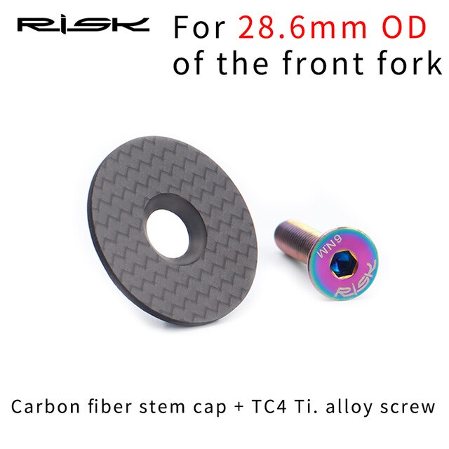 Risk-Tapa superior de potencia de carbono para bicicleta, 28,6, 31,8mm, auricular para tapa superior de bicicleta de montaña, tornillo de titanio, M6x30mm, RA112: 28.6mm set