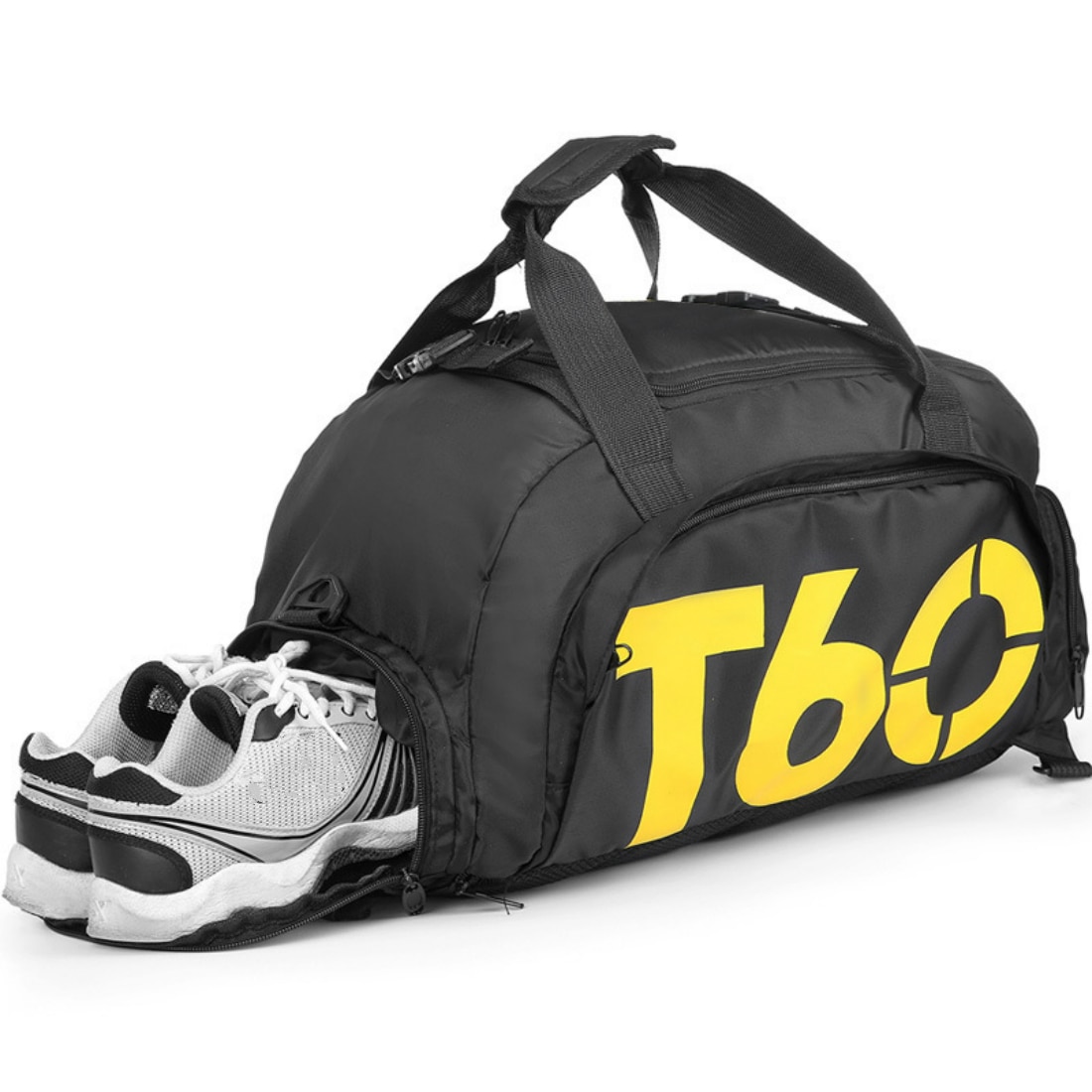 T60 Gym Bag Men Women for Training Sports Bags for Fitness Backpack with Shoes Storage Outdoor Travel Shoulder Rucksack