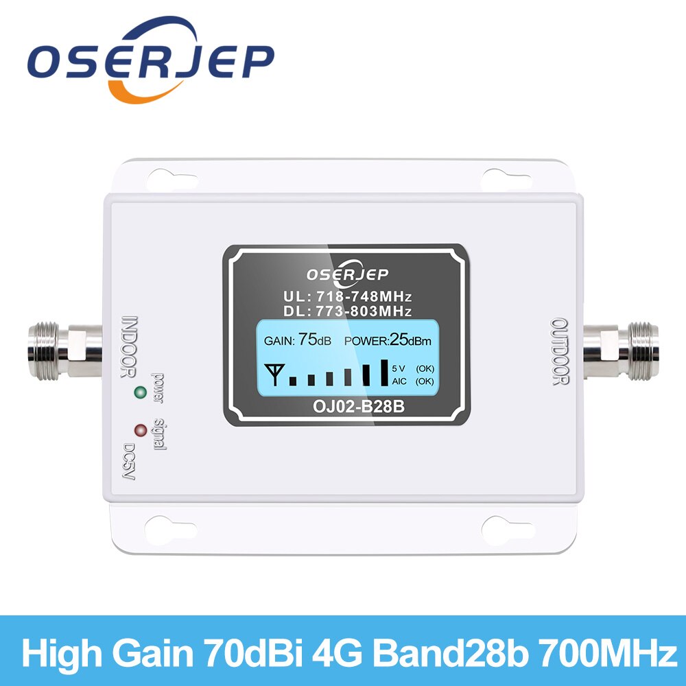 Repetidor de red móvil LTE 700Mhz, amplificador de señal celular con pantalla LCD, 4G, LTE 700