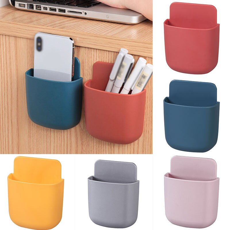 Wall Mounted Storage Box Remote Control Storage Organizer Case For Air Conditioner Mobile Phone Plug Holder Plastic Stand Rack