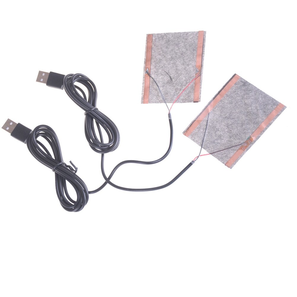 One Or 2pcs 5-7V Carbon Fiber Heating Pad USB Heating Film Electric Infrared Fever Heat Mat Winter Warm Arm Waist Heat Glove: 2pcs 8X10cm 5V