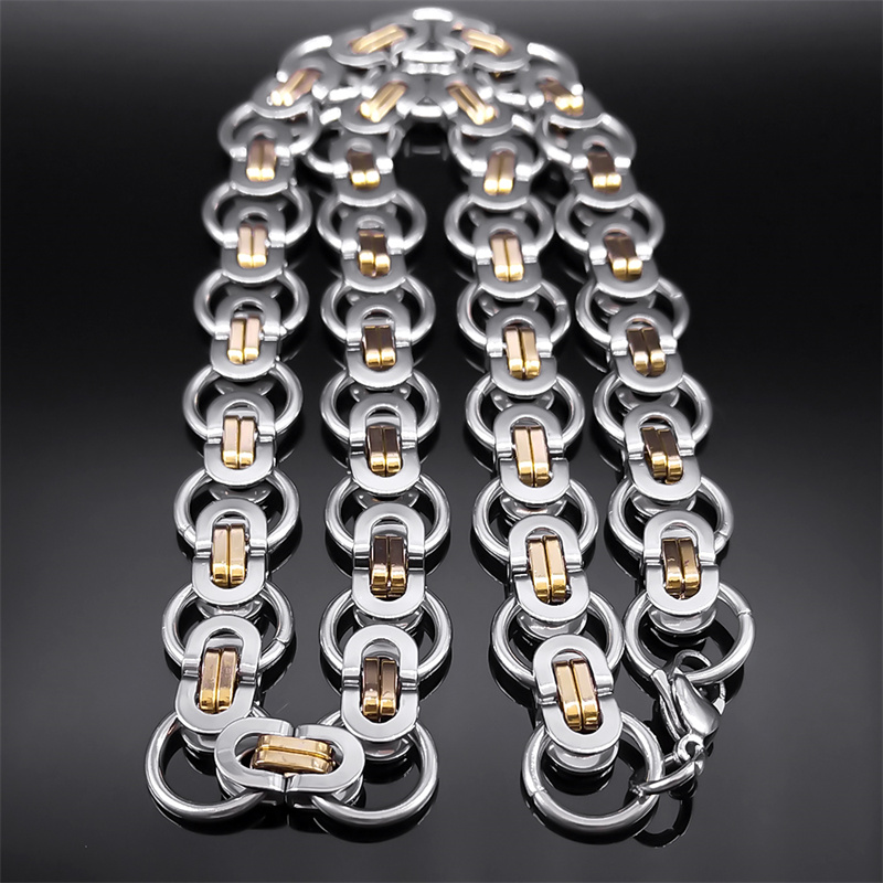 Hiphop Byzantijnse Ronde Ketting voor Vrouwen Mannen Goud Kleur Rvs Mannelijke Dikke Kettingen Sieraden kraag hombre