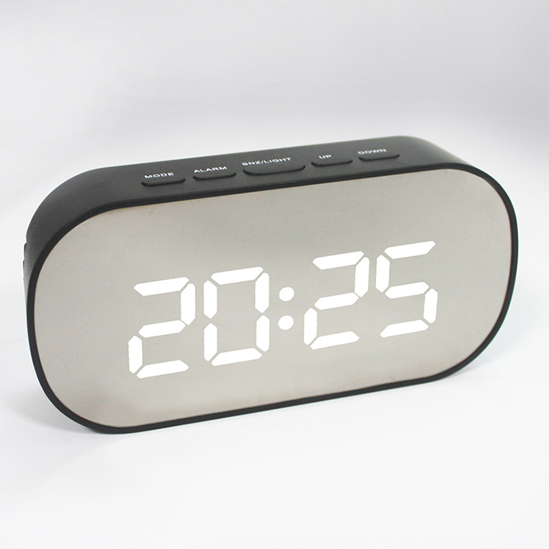 Digital Alarm Clock Mirror Surface LED Night Mode Display Home Living Room Bedroom Tabletop Decorations Clocks: 6
