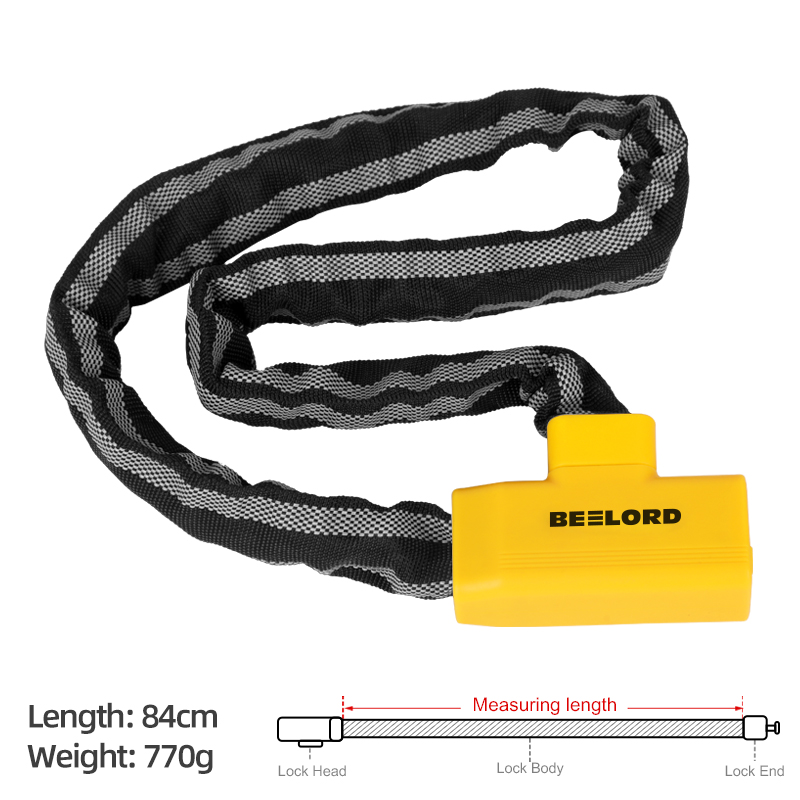 BEELORD Bike Chain Lock High Security Reflective Heavy Duty Anti Theft with Keys Bicycle Lock for Electric Scooter Motorcycle: 708-84cm