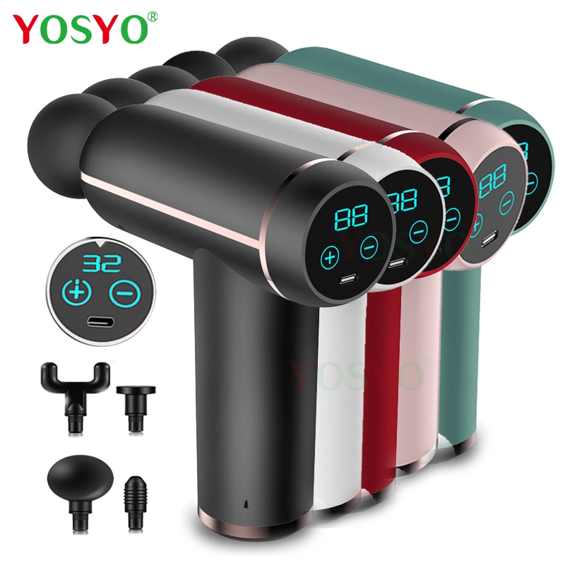 Minipistola de masaje muscular LCD para mujer, masajeador Fascial de 32 velocidades, alivio del dolor corporal, 2022