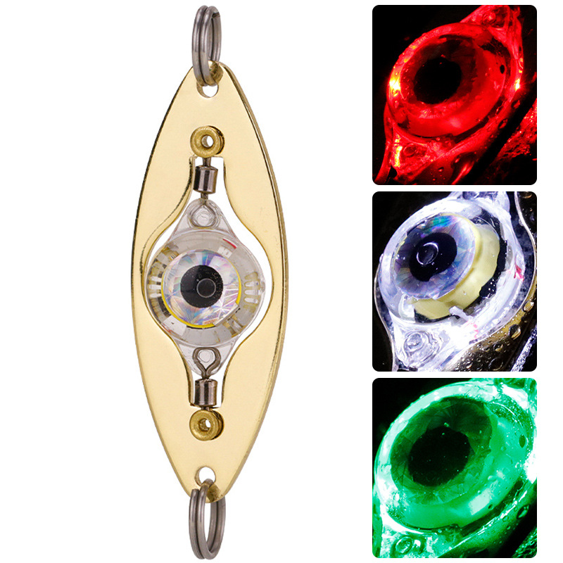 Cuillère de pêche sous-marine avec lumière LED, leurre léger en forme d&#39;oeil, matériel et accessoires: Colorful