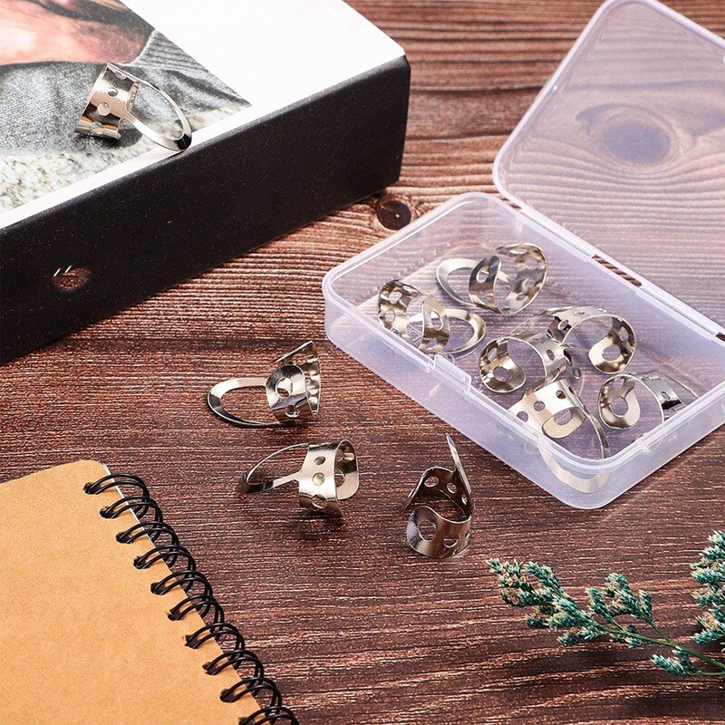 12 pièces en acier inoxydable doigt médiator guitare réglable grande taille moyenne ou petite pour guitare acoustique Banjo ukulélé