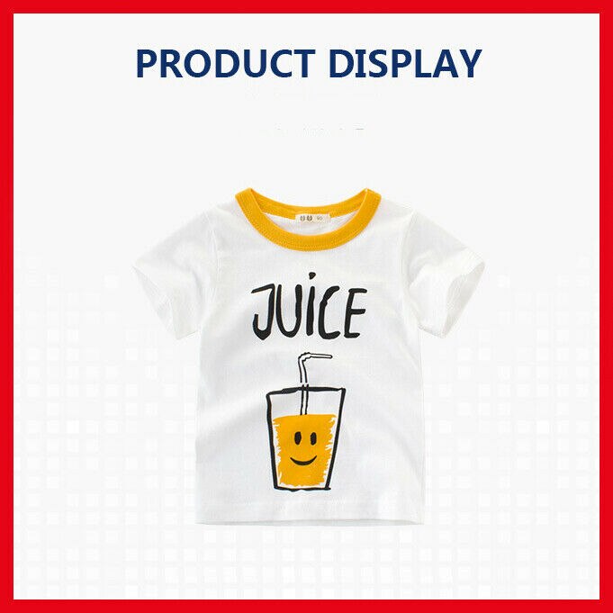 pudcoco Summer Kids Boys Top Short Sleeve Letter Printed Cartoon Cute Patterns Letter Print Wild Shirts