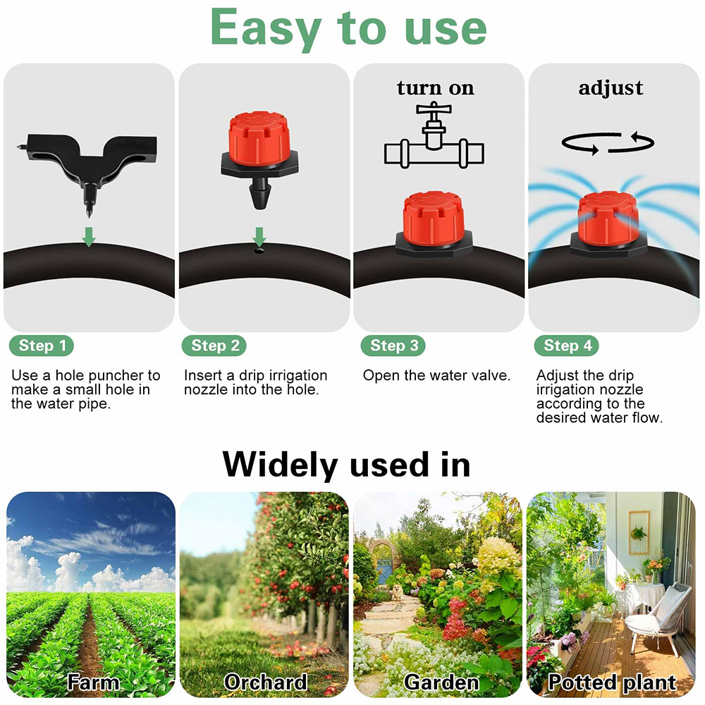 150+30Pcs/set Drip irrigation emitters Adjustable nozzle drip irrigation spray nozzle， Used in vegetable gardens,etc,automatic