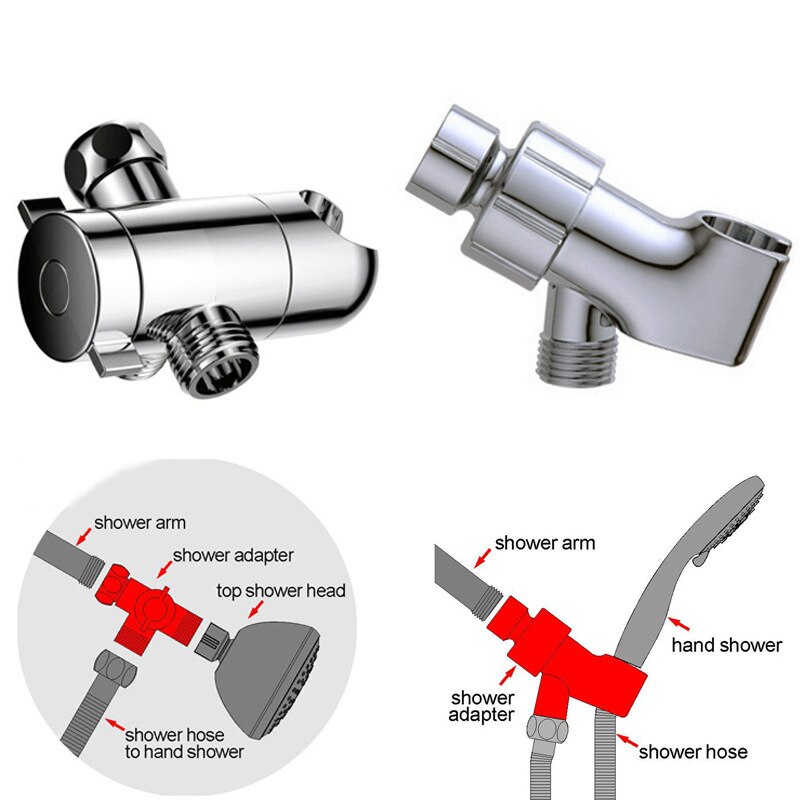 Douchekop T-Vormige Drie-Way Water Divider Douche Hoofddouche Splitter Drie-Weg Connector Met Vaste seat