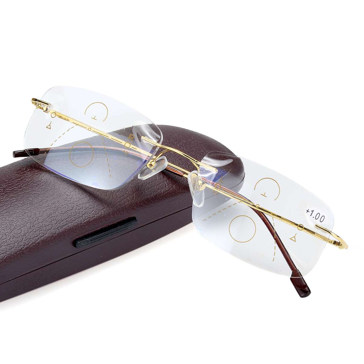 Progressive Multifocal Glasses Transition Reading Glasses Half Metal Rim Men Eyewear Hyperopia Presbyopia Reade with Box