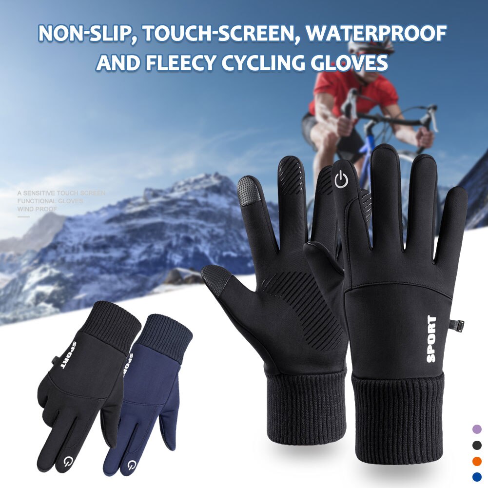 Mannen Outdoor Warme Verdikking Beweging Anti-Slip Handschoenen Waterdichte Skiën Touch-Screen Handschoenen