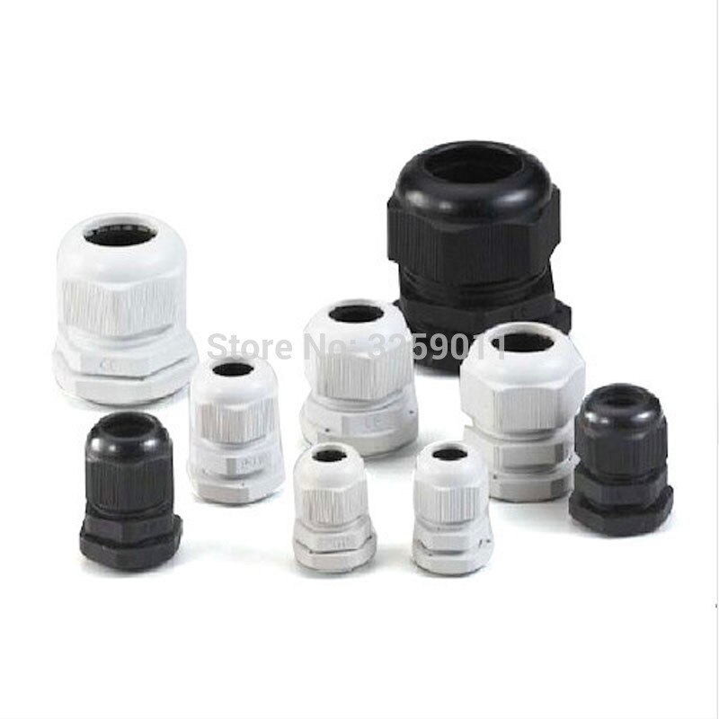 40 STKS Wartel Nylon Plastic Waterdichte Verstelbare Kabel Connectors Wartel Gewrichten Met Pakkingen PG7 PG9 PG11 PG16 PG13.5