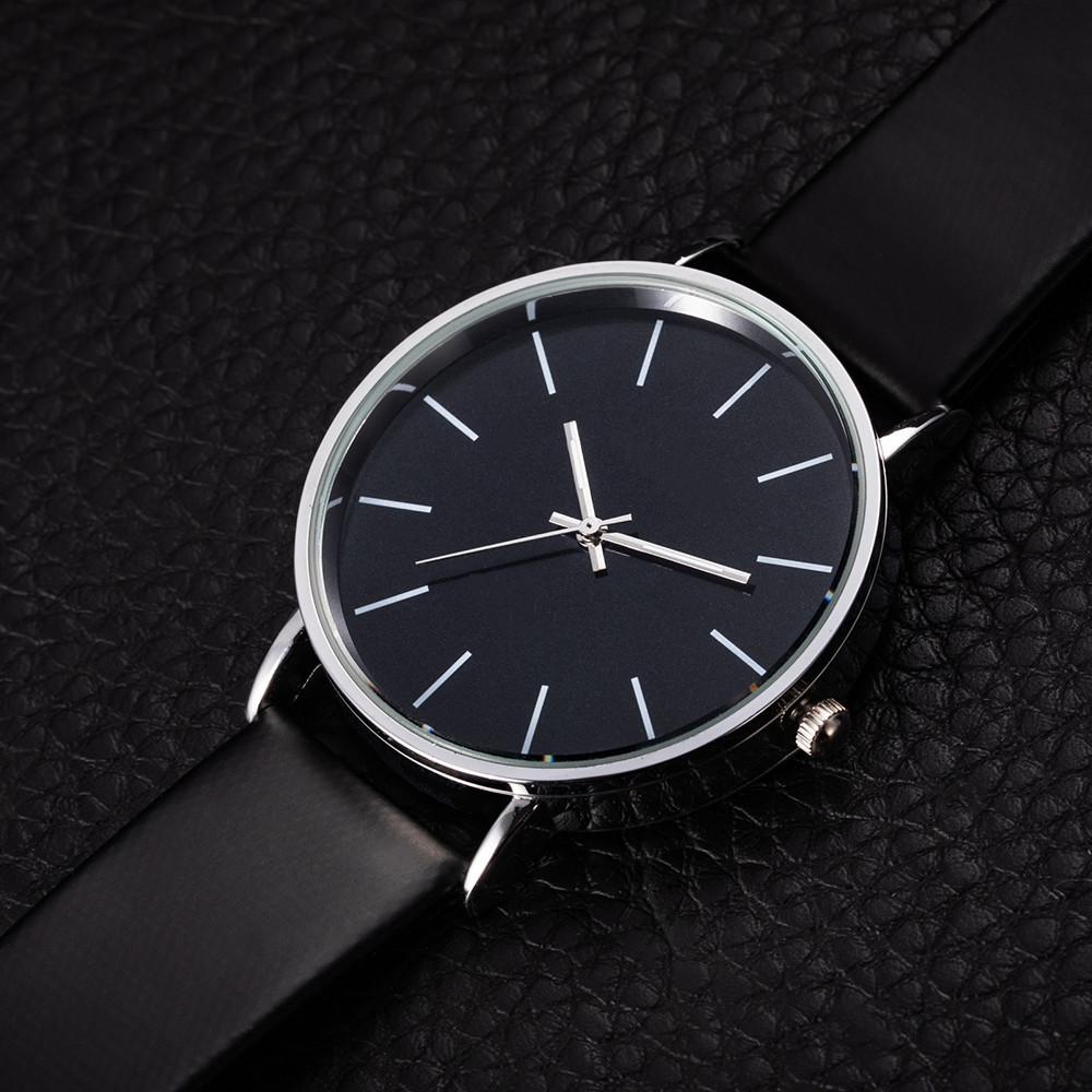 Luksusmærke herreure metal rund urskive analog quartz armbåndsur til mænd og kvinder læderrem afslappet enkelt herreur