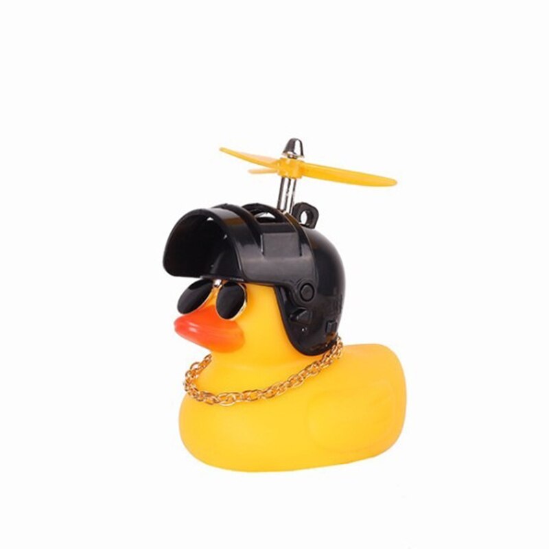 Rubber Duck Toy Car Ornaments Yellow Duck with Propeller Helmet Car Dashboard Decor Squeaking Glowing Duck Toys for Adults Kids: V