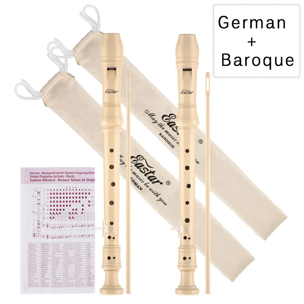 ABS Soprano Recorder German Baroque Style Key of C Fingering Recorders 8 Holes Long Flute Instrument With Bag Cleaning Tool: German and  Baroque