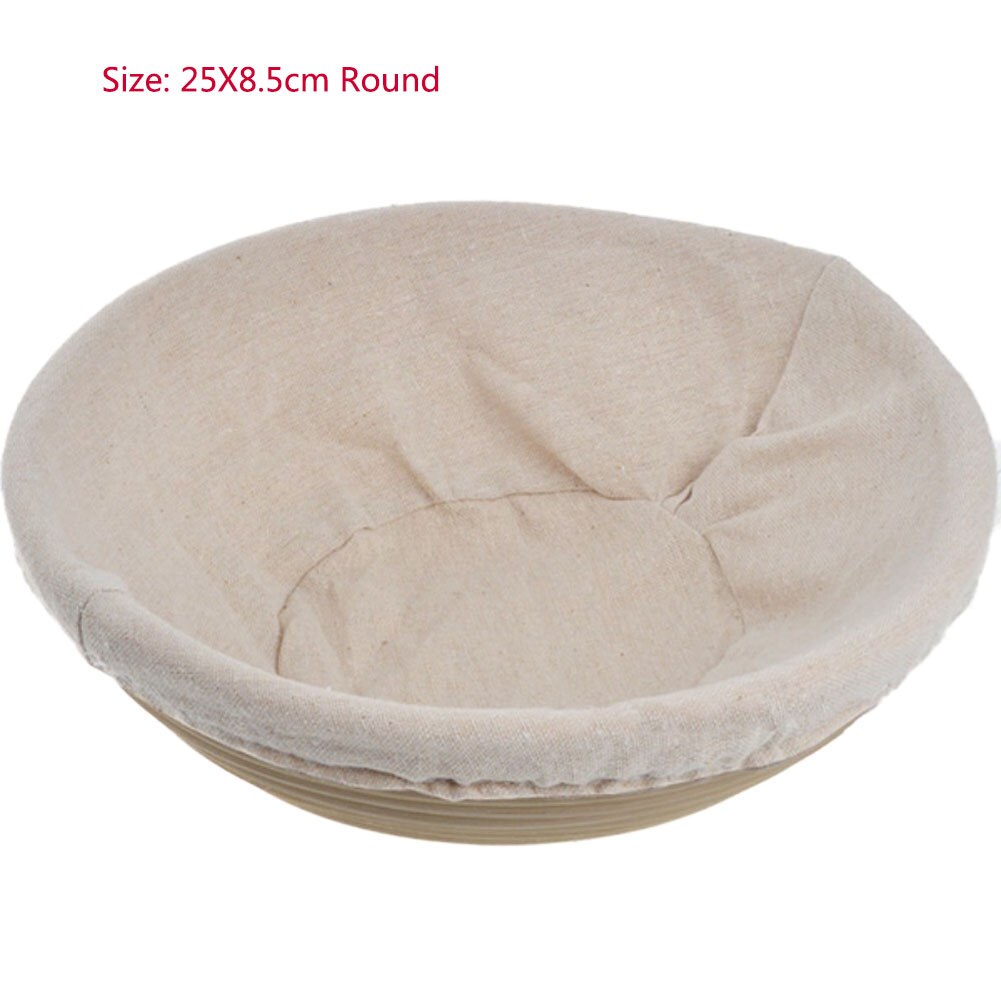 Banneton Proofing Bread Basket Round Oval Baking Cake Pans Proving Rattan Bread Basket Fermentation With cloth bag: 25X8.5cm Round