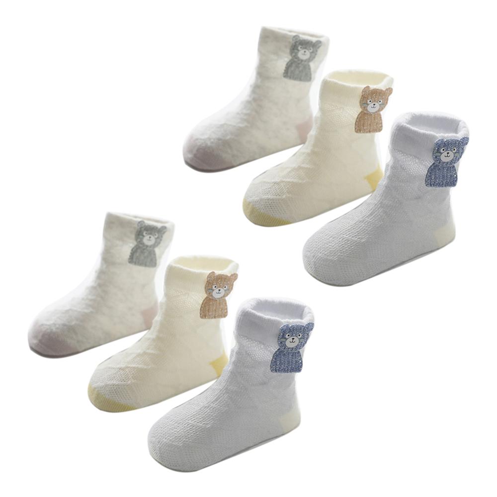 Sokken Baby Dier Cartoon Baby Jongens Meisjes Sokken Mesh Midden Buis Vloer Sokken Ademend Warme Comfortabele Antislip 3pairs: Bear / 12m
