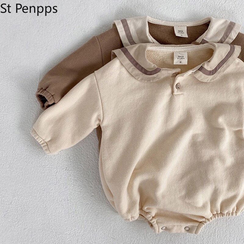 Herbstliche Baby-strampler für kleinkinder (jungen und mädchen), langärmelige baumwoll-Overall Ich bin marineblau-stil, frühlingskleidung für freundlicher