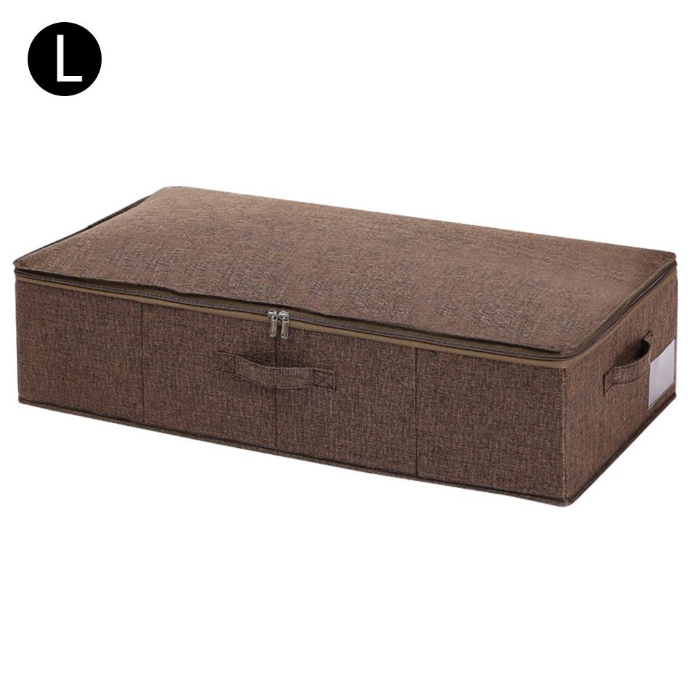 Colcha debajo de la cama caja de almacenamiento tela plegable ropa a prueba de humedad caja de acabado con tapa organizador de gran capacidad: S / Brown