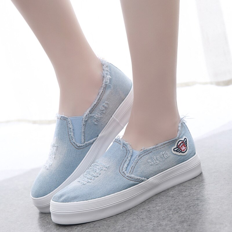 Women Canvas shoes Sneakers Solid Shoes for Girls Non-slip Size Zapatillas mujer: Sky Blue / 5