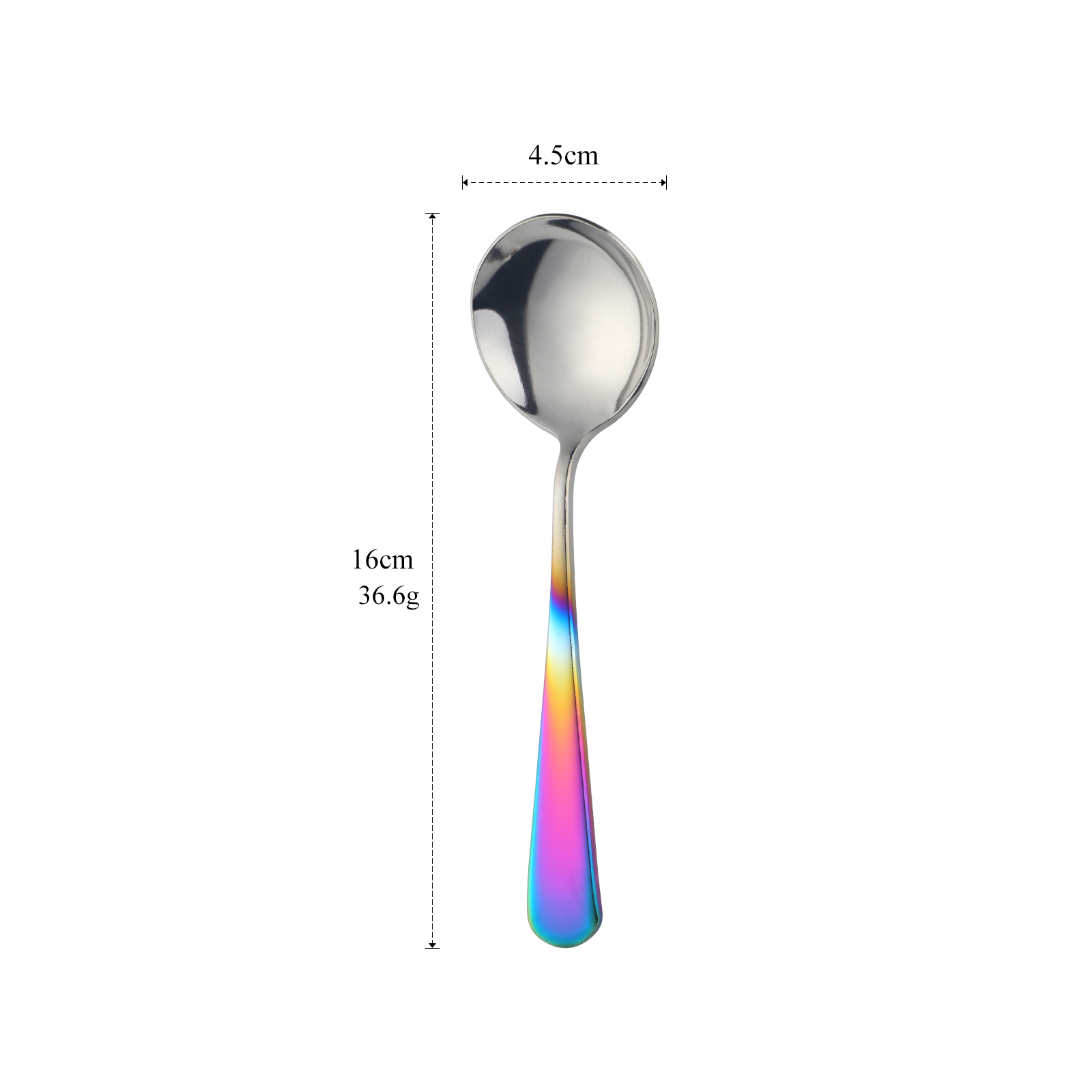 6/8/11Pcs Stainless Steel Soup Spoons Round Dessert Spoon 11 Colors Spoons Set Ice Cream Scoop Spoon In Party Dinnerset: grey