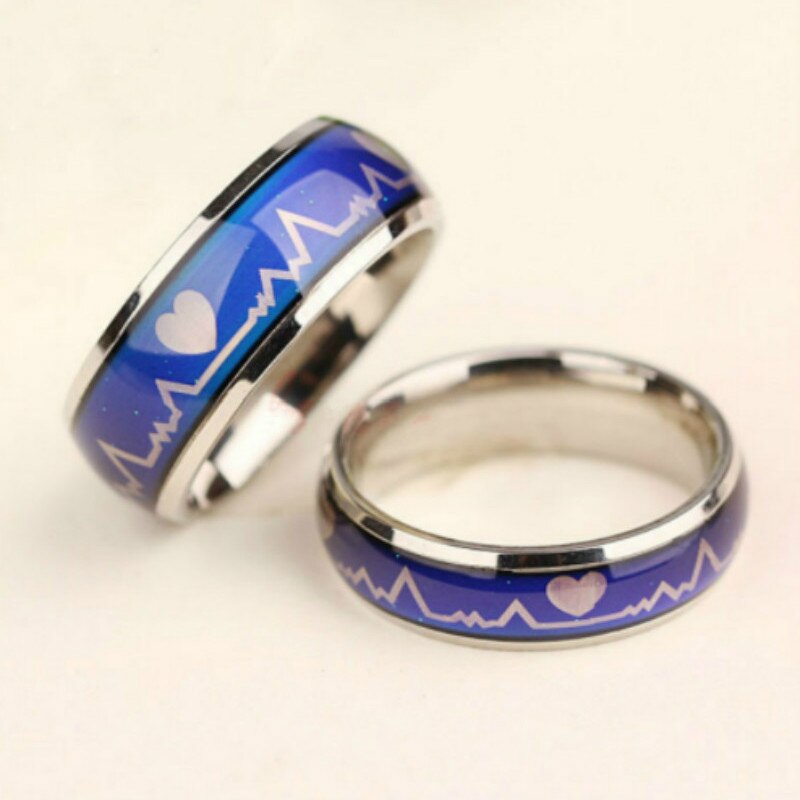 Emotion Feeling Changeable Mood Hearth Ring Colorful Changing Magic Stainless Steel Wedding Rings For Women Men Jewelry