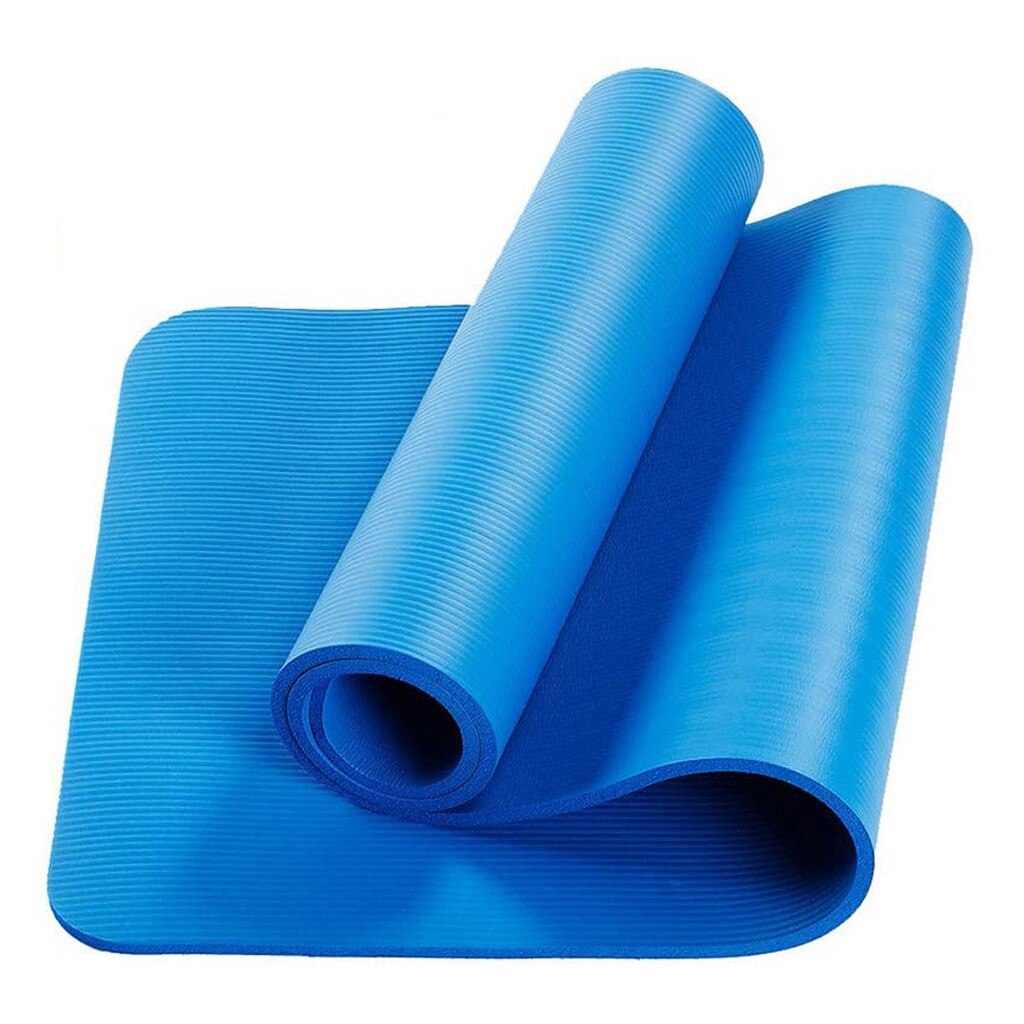 Yoga Mat - 173x61cm - 10mm Thick - Anti-slip - PVC - Fitness Exercise Pad: Blue