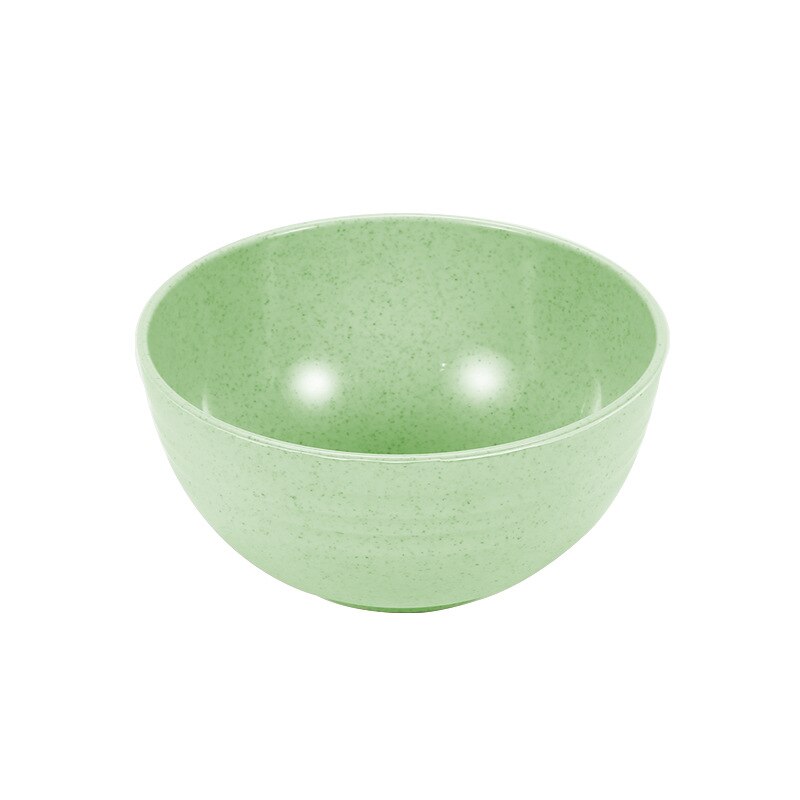 Household Set Large Size Wheat Straw Rice Bowl Baby Solid Food Bowl er tong wan Salad Bowl Fruit Bowl Instant Noodle Bowl: Northern European Style Green  Diameter 12cm