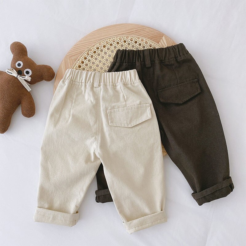 Pantaloni Casual per bambini pantaloni a fondo pantaloni a righe elastici a costine abbigliamento per neonati tinta unita per bambini vestiti per bambina