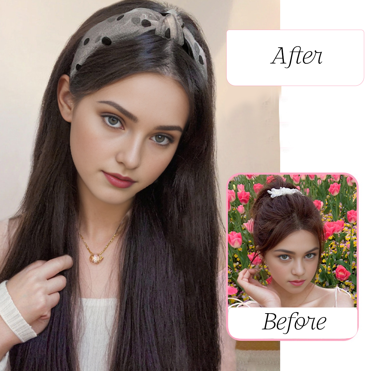 Extension capillaire synthétique longue lisse 24 pouces, bandeau cerceau noir brun résistant à la chaleur, accessoires pour femmes