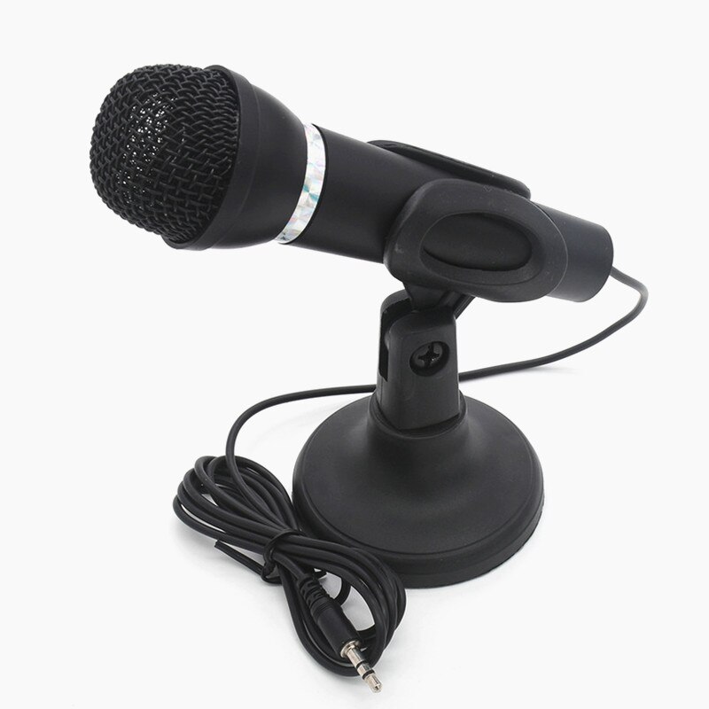 Condenser Microphone Handheld 3.5mm Plug with Stand for Laptop Computers Tablet Recording 180 Degree Rotation Karaoke Microphone: Black
