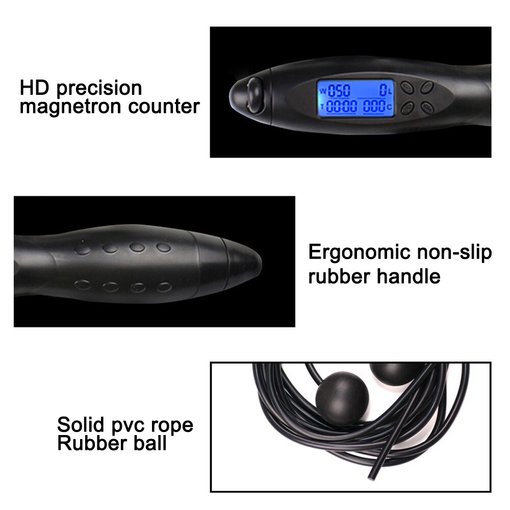 Smart Jump Rope with Digital Counter Crossrope Jump Rope Fitness Sport Skipping Ropes with Anti-Slip Hand Grip and LCD Screen