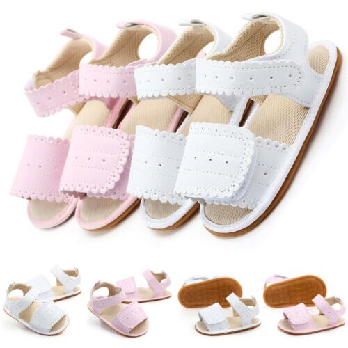 Baby Summer Cute Sandals Toddler Baby Girls PU Leather Sandals Girl Anti-Slip Soft Sole Crib Shoes