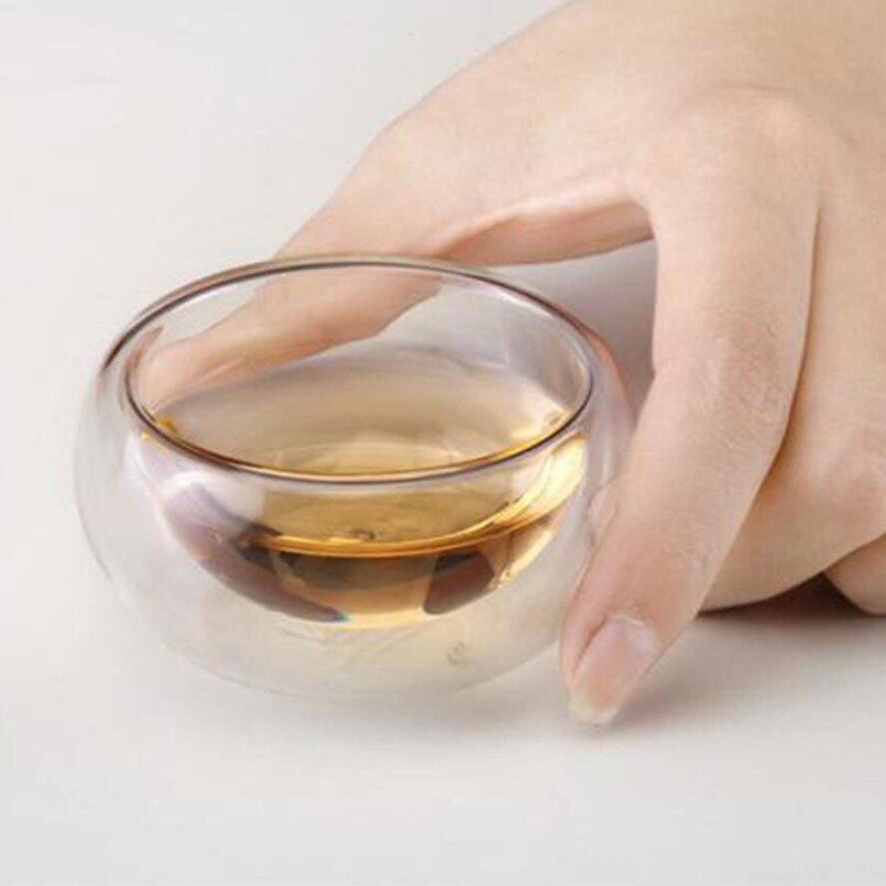 Dubbellaagse beker 40ml transparante, hittebestendige dubbele glazen bekers, dubbelwandige glazen theekopjes, wijnglazen, thuis