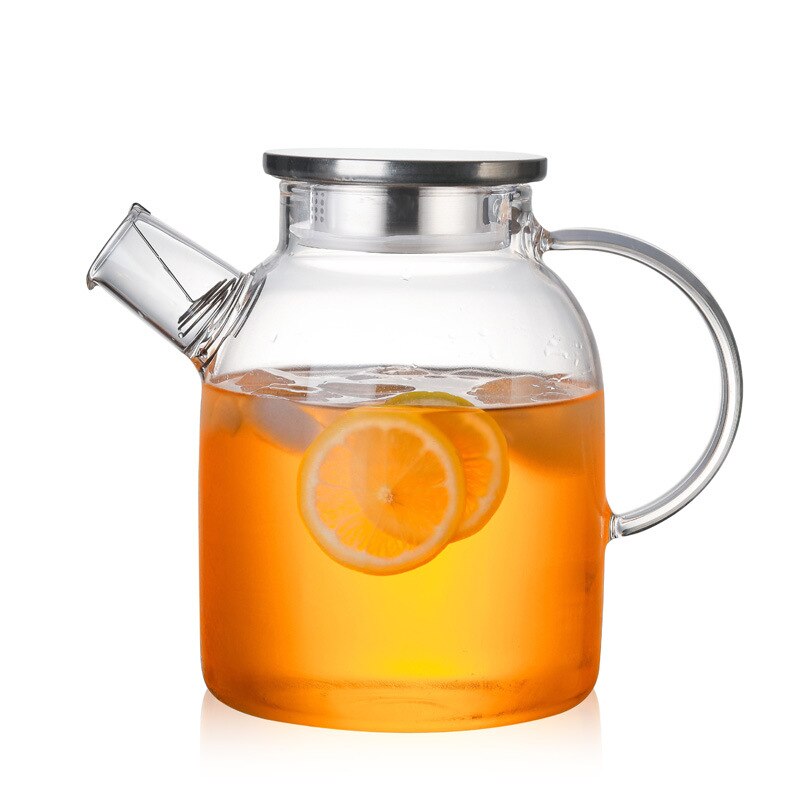 Grote Transparante 1L/1.8L Borosilicaatglas Theepot Hittebestendig Grote Clear Pot Bloem Set Puer Waterkoker Office Home tool: 1800Stainless steel