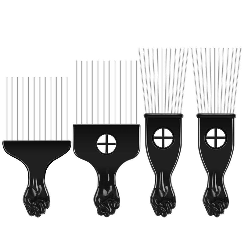 4 pièces Pick peigne afro-américain brosse à cheveux en métal coloration des cheveux peignes de coiffure outil de coiffure: Default Title