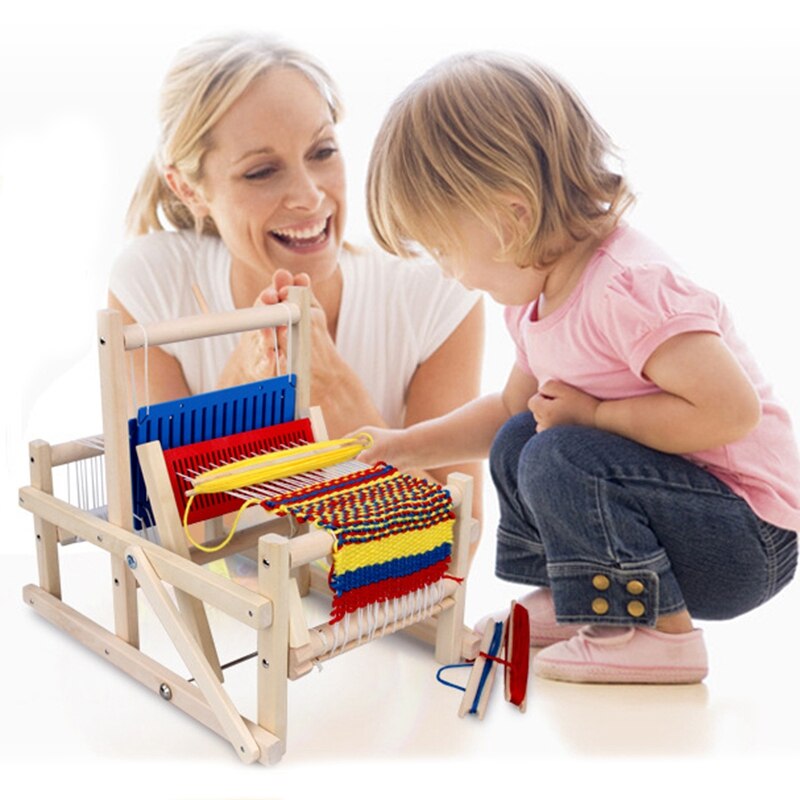 Houten traditioneel weefgetouw kinderspeelgoed knutselen educatief houten weefraam breimachine