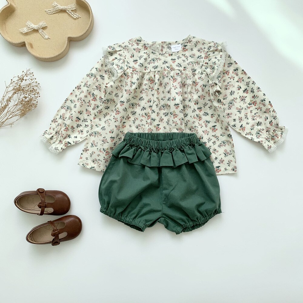 Estate nuove ragazze pantaloncini neonata cotone carino foglia di loto lanterna pantaloncini moda bambini bambini increspature pane pantaloni corti Bloomers