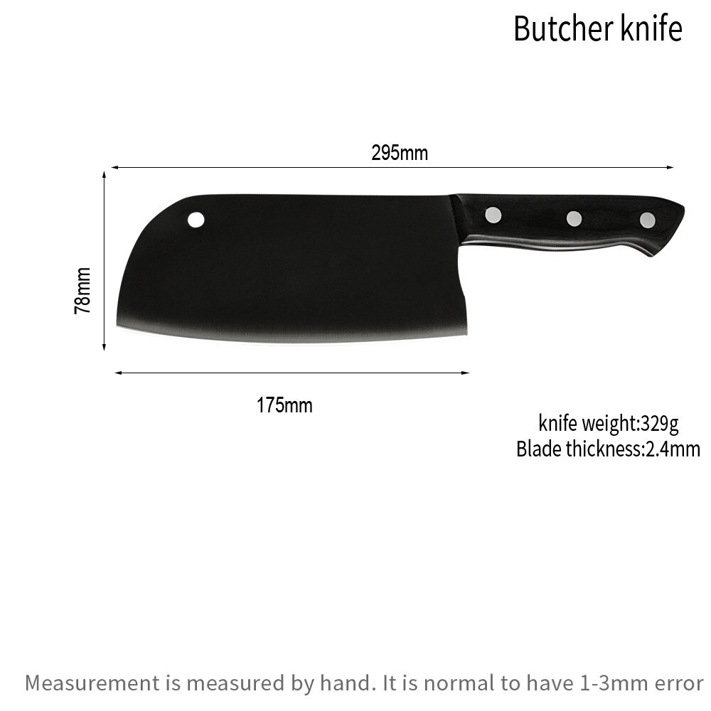 Couteau de boucher en acier inoxydable, couteau de boucher 5 ''6'' 7 ''hacher 8'' ensemble de couteaux de Chef de cuisine manche en bois couteau d'abattage lame antidérapante: I 7 INCH