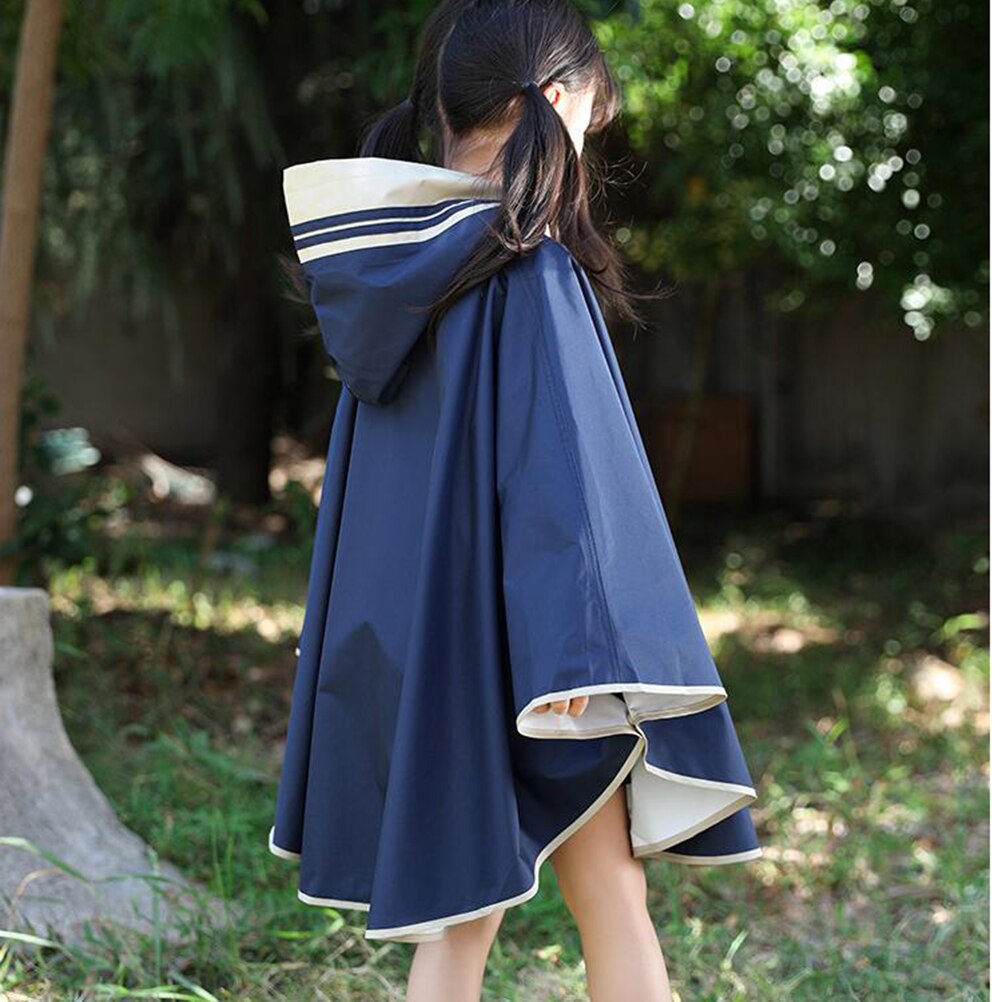 Kids Raincoat Poncho Waterproof Capes Rain Hooded One-Piece Rainwear (Navy Blue) - Size: Navy