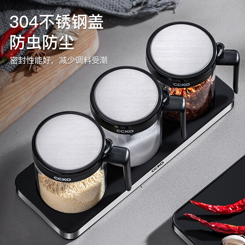 Crystal Food Storage Jar Kitchen Glass Metal Modern Container Spices Condiments Salt Rangement Cuisine Kitchen Organizers