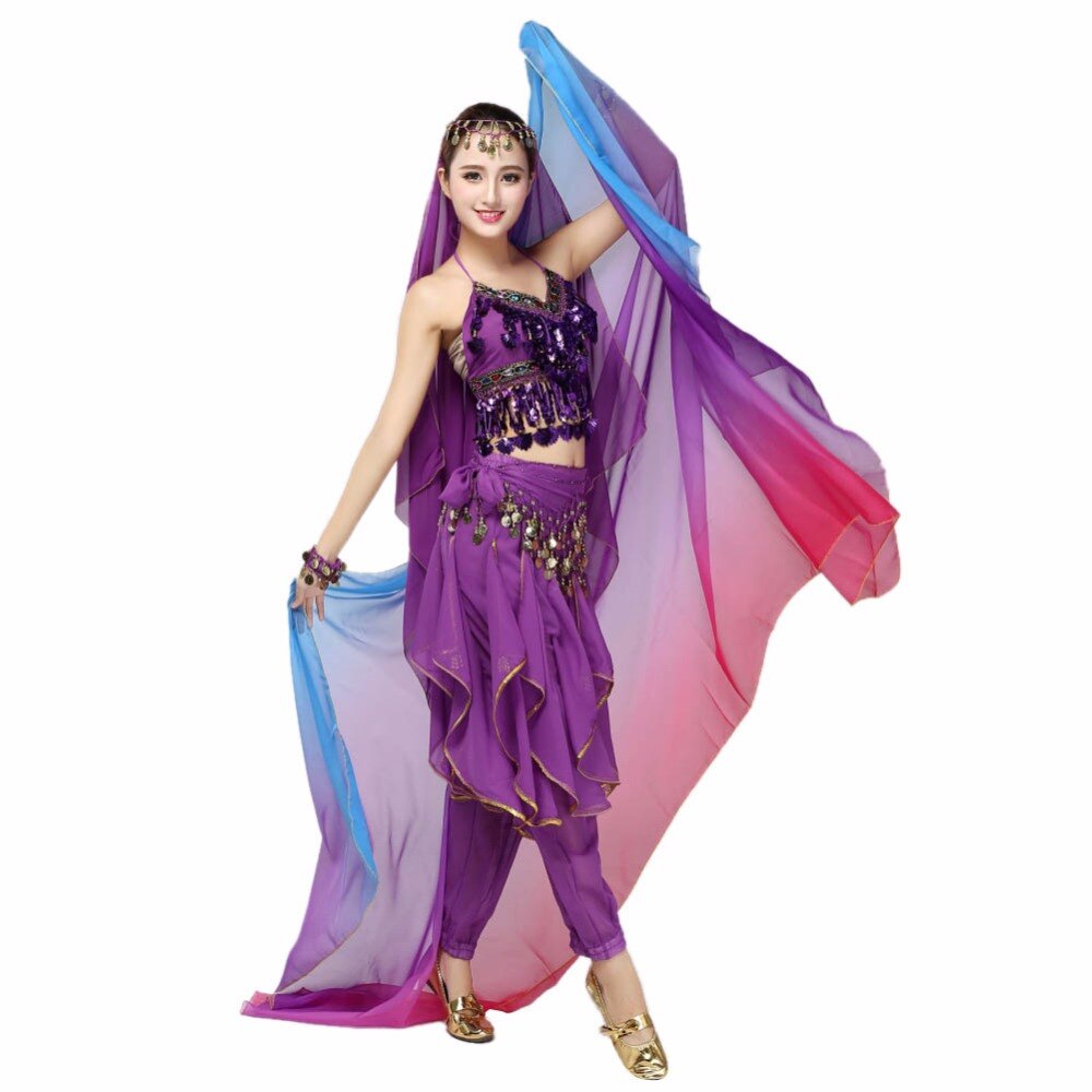 Dégradé voile châle visage écharpe femmes danse ventre Bollywood Costume soie-comme neuf