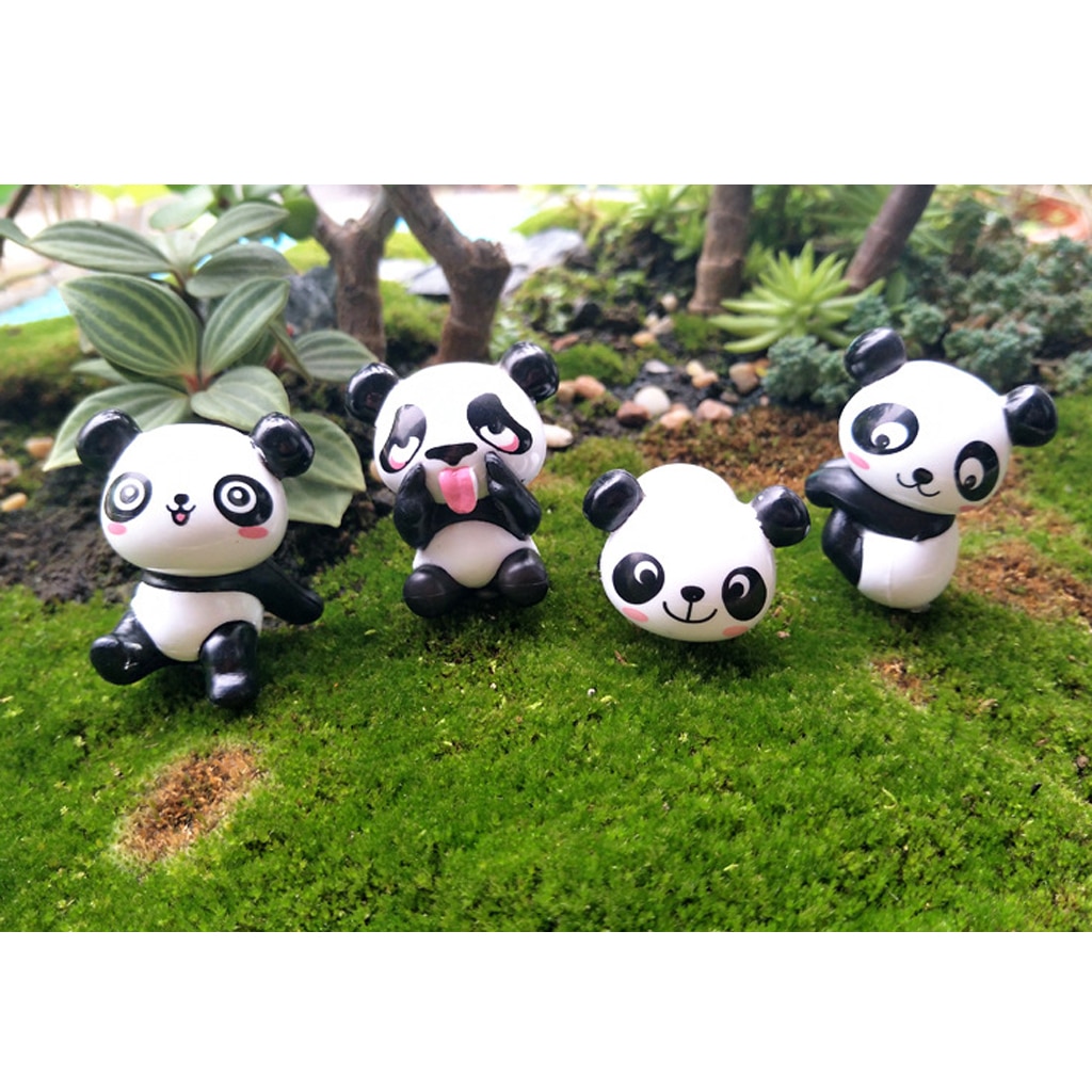8 pieces Funny Panda Mini Bear Statue Bonsai Fairy Garden Landscape Decor