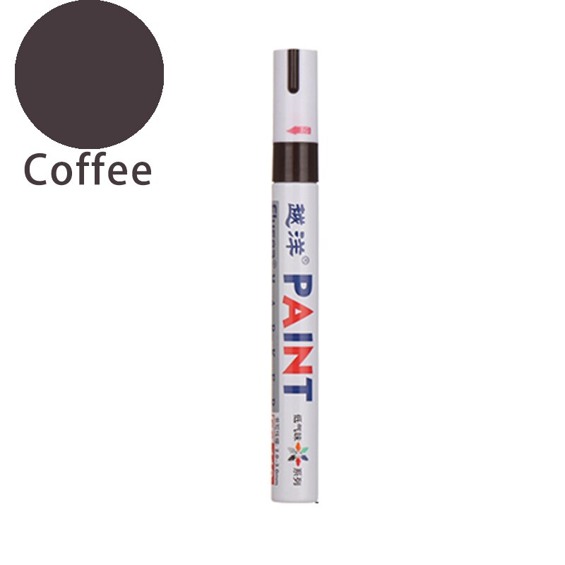 Neue 12 Farben Weiß Wasserdichte Gummi dauerhaft Farbe Marker Stift Auto Reifen Lauffläche Umwelt Reifen Malerei: Kaffee