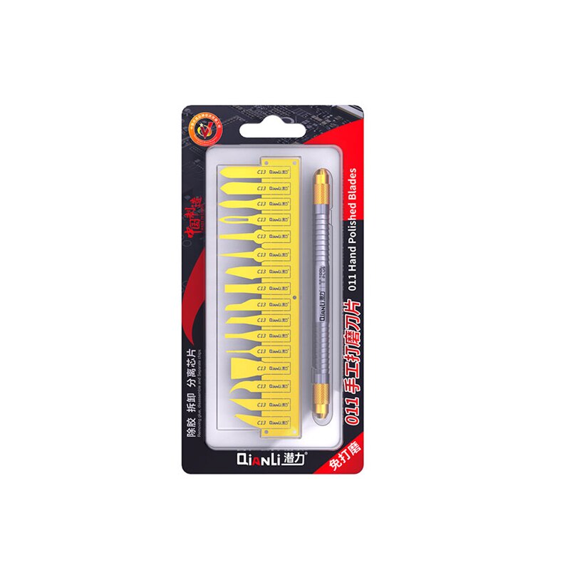 Qianli 011 antideslizante Metal bisturí utensilios con cuchillas Kit cortador cuchillos de grabado artesanal apertura reparación para teléfono PCB bisturí herramientas de CPU: Have handle